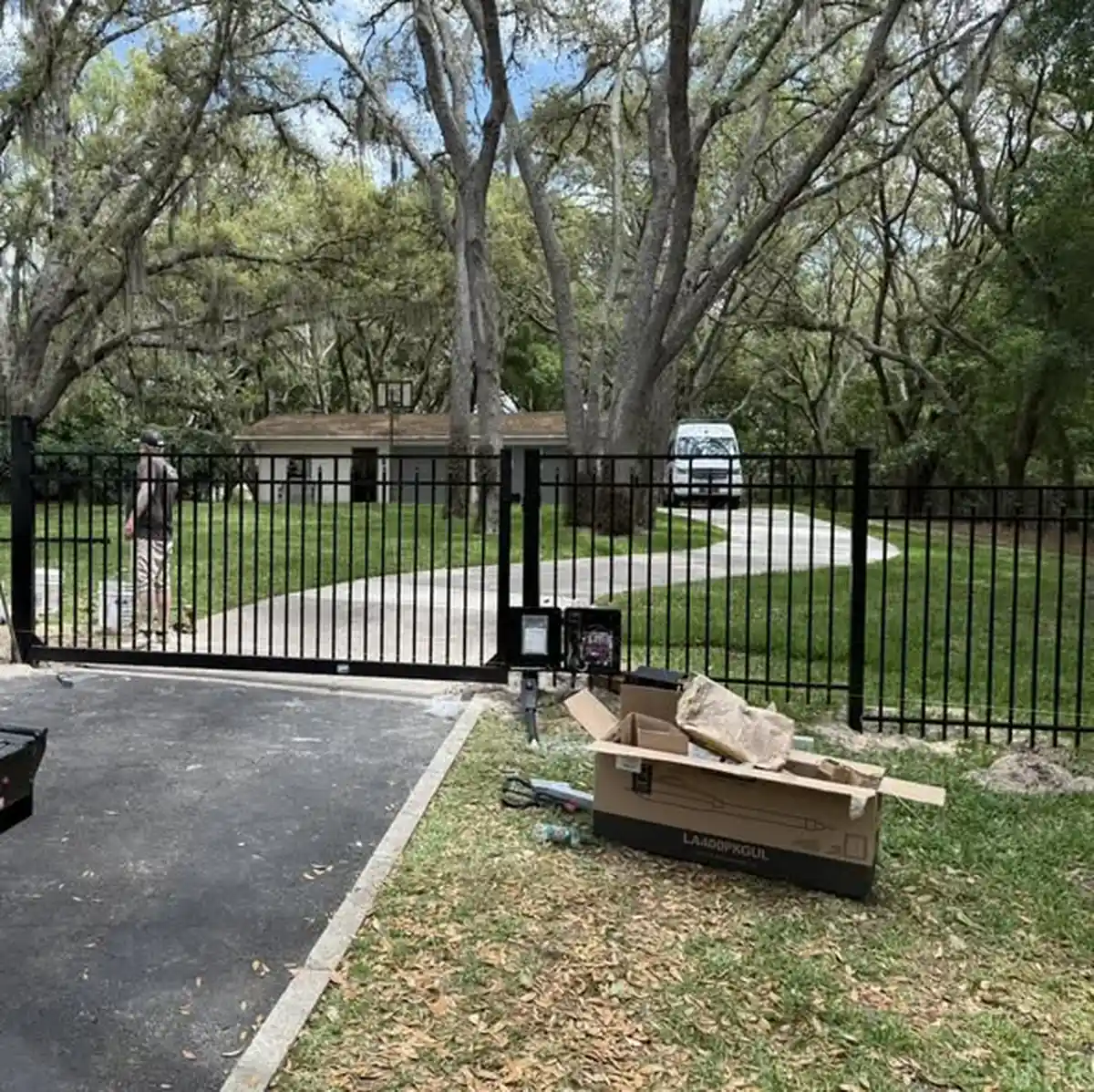 Aluminum driveway gate installed at a Winter Park property
